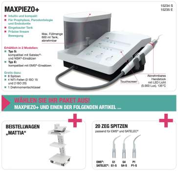 Mobile dental scaler Maxpiezo+ and 20 tips